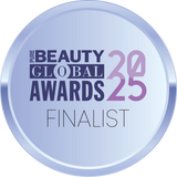 Spot Saviour Badge for Pure Beauty Global Awards 2025 Finalist with a purple and white background